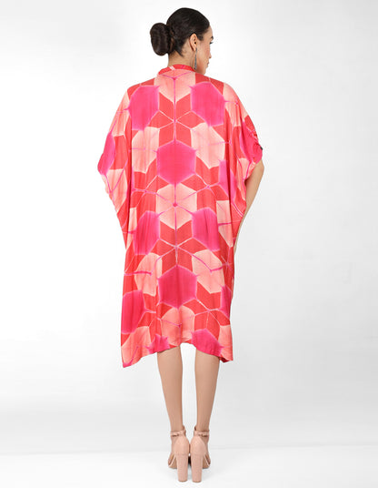 Kaleidoscopic Kaftan shirt - Red,  Pink & Coral