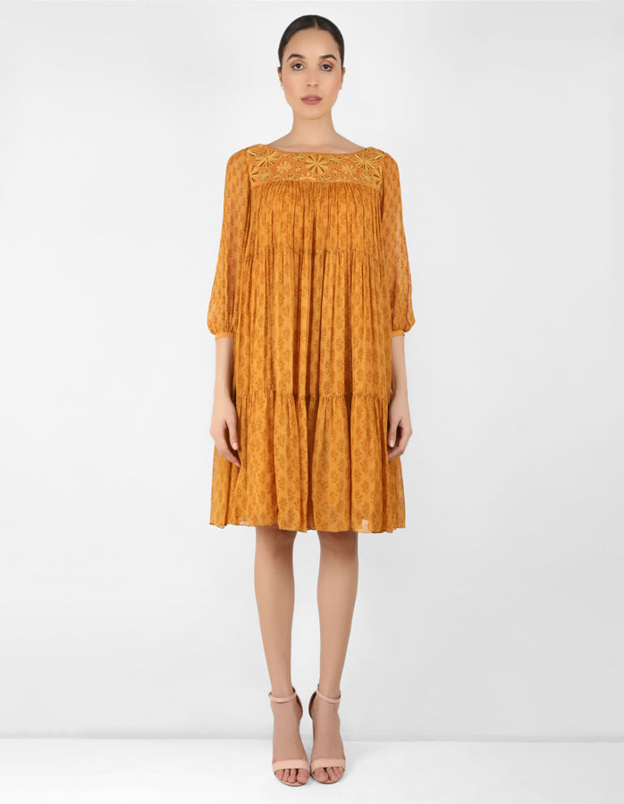 The bohemian yoke dress - Mustard