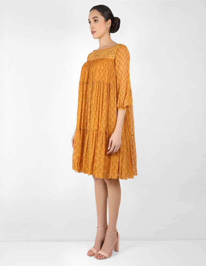 The bohemian yoke dress - Mustard