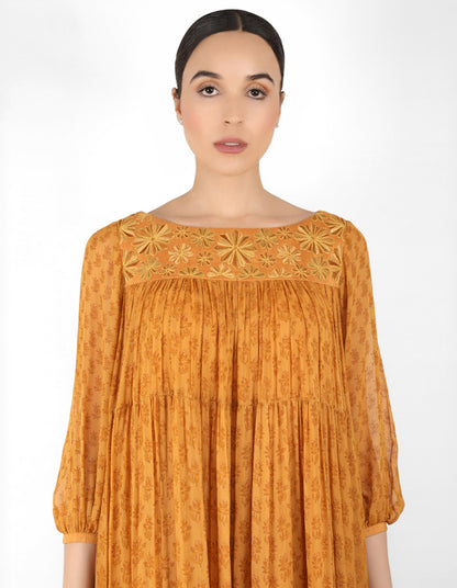 The bohemian yoke dress - Mustard