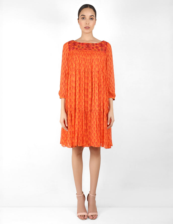 The bohemian yoke dress - Orange
