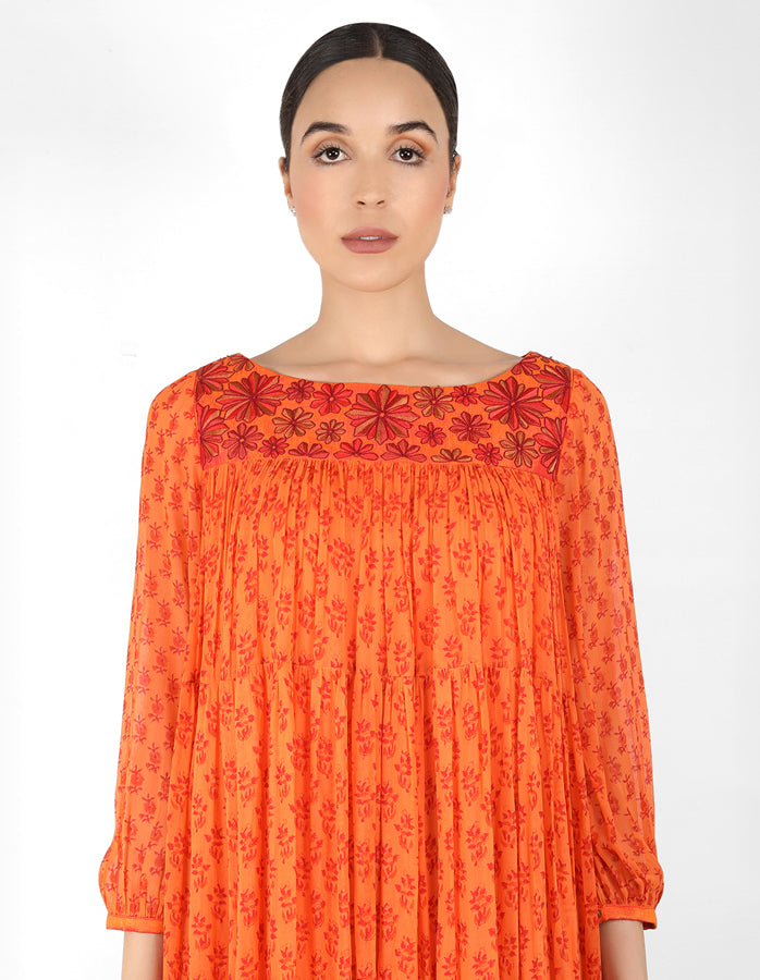 The bohemian yoke dress - Orange