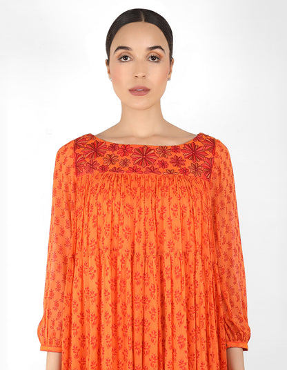 The bohemian yoke dress - Orange
