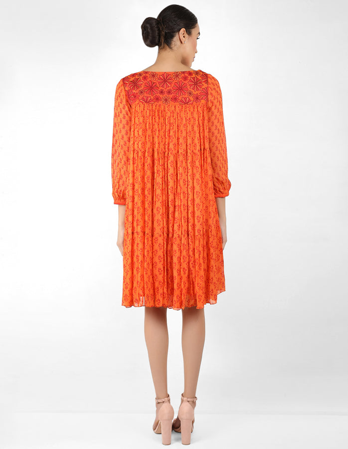 The bohemian yoke dress - Orange