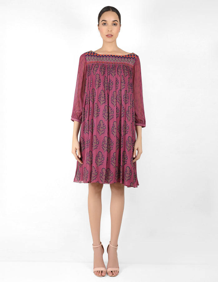The forest  bohemian yoke dress - Purple