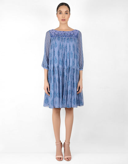 The bohemian yoke dress - Blue