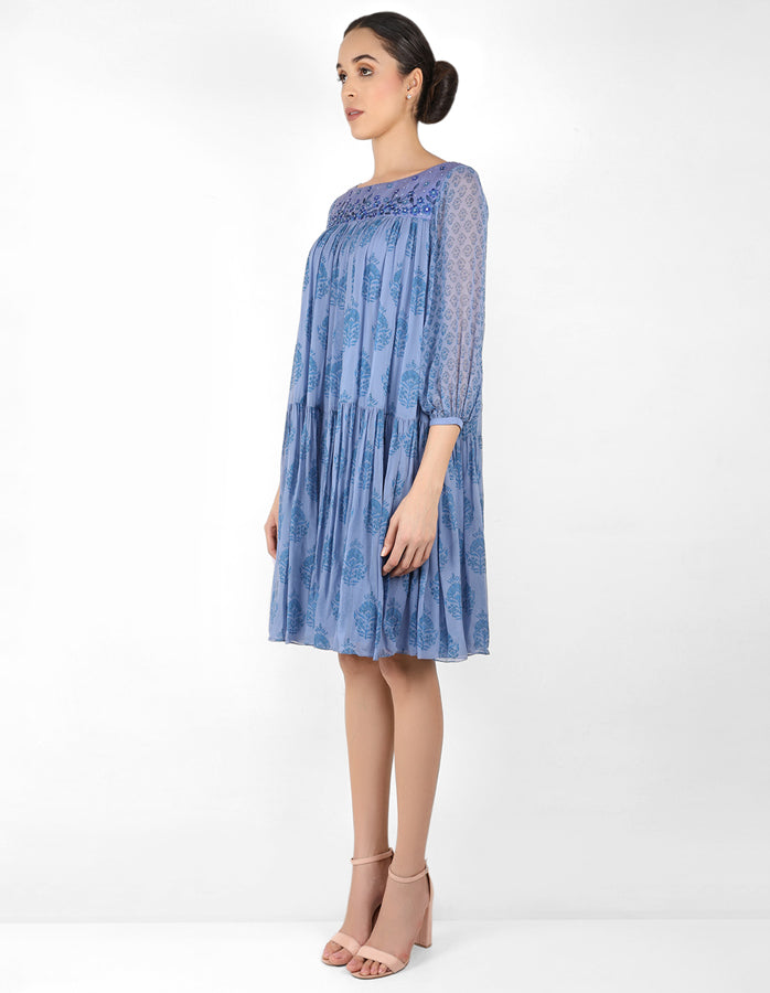 The bohemian yoke dress - Blue