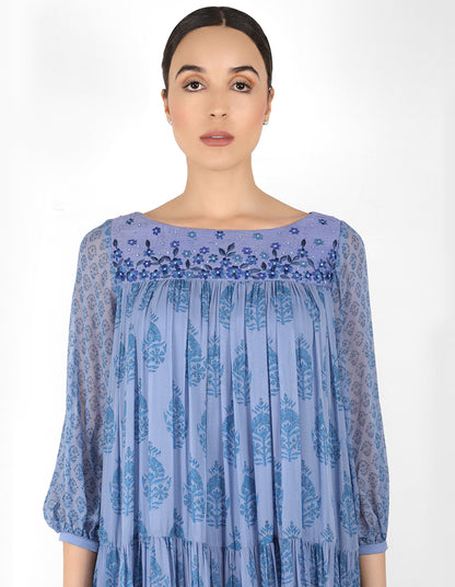 The bohemian yoke dress - Blue