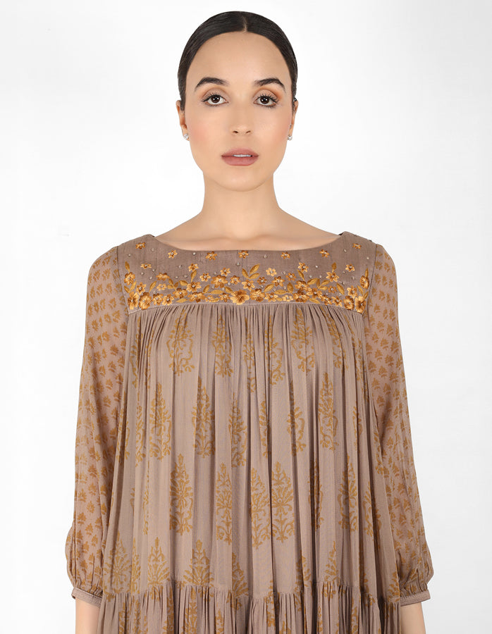 The bohemian yoke dress - Mouse Grey