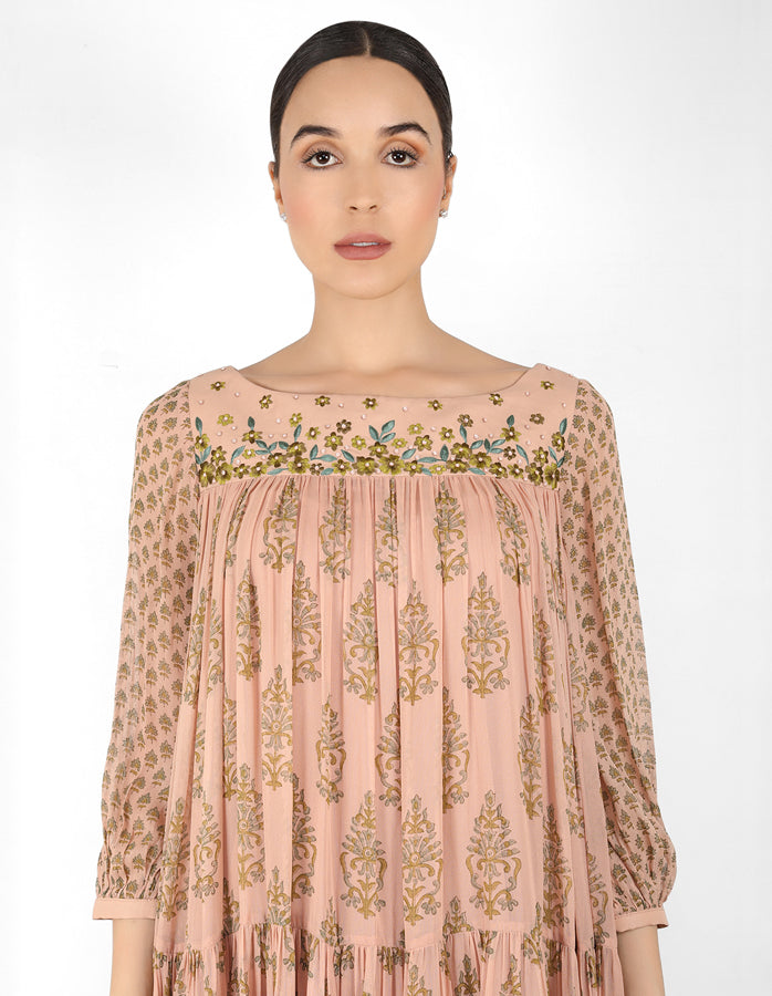 The bohemian yoke dress - Beige