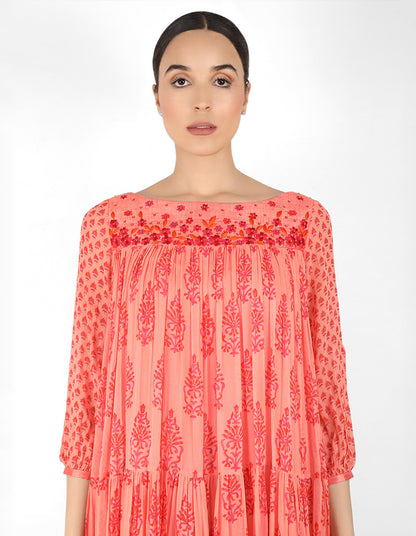 The bohemian yoke dress - Peach