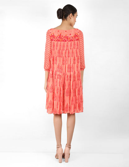 The bohemian yoke dress - Peach