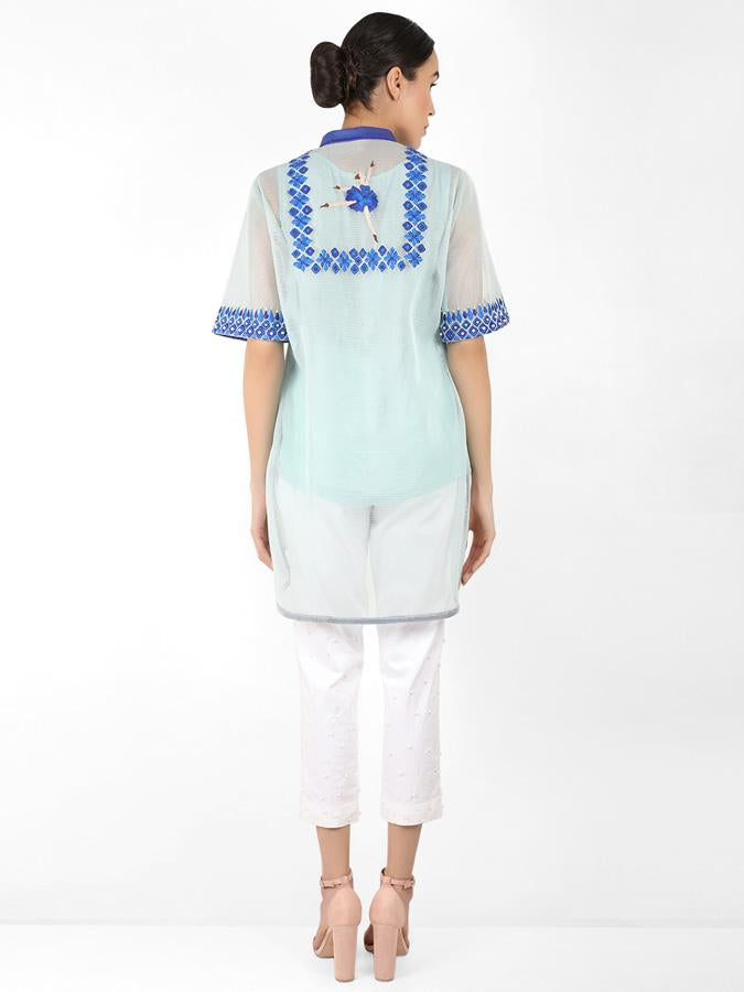 Geometric square cut shirt - Blue