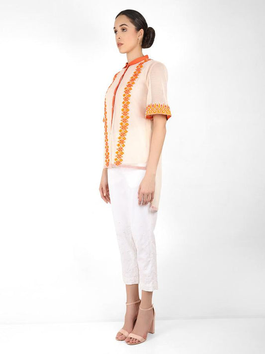 Geometric square cut shirt - Peach