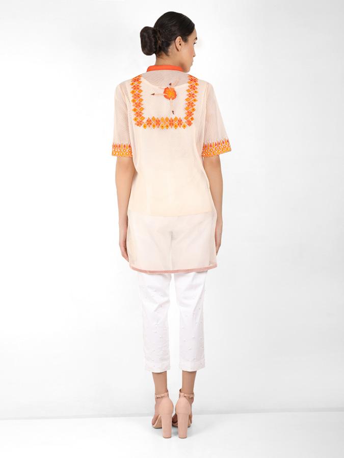 Geometric square cut shirt - Peach