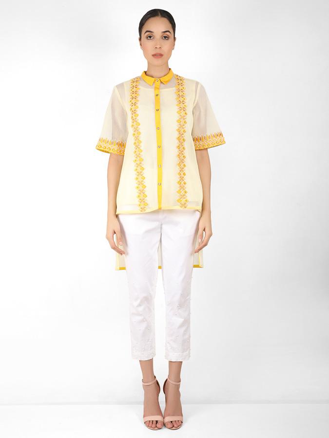 Geometric square cut shirt - Yellow