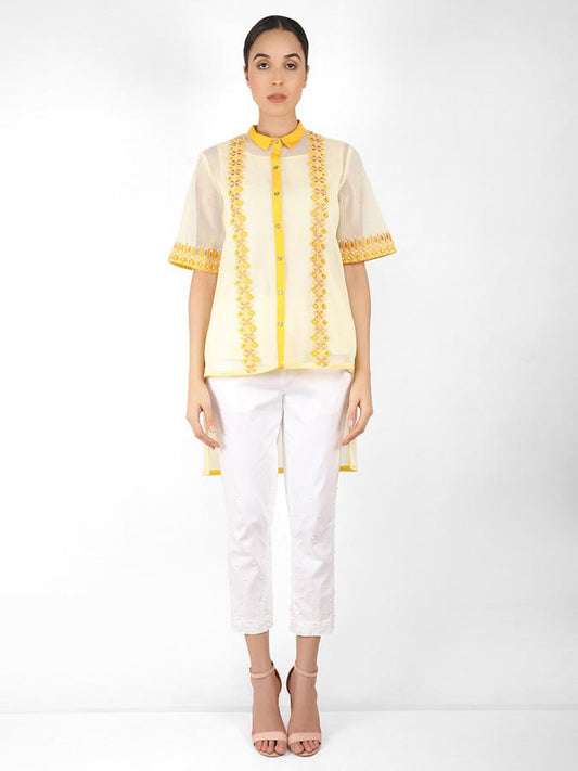 Geometric square cut shirt - Yellow