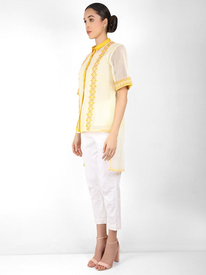 Geometric square cut shirt - Yellow