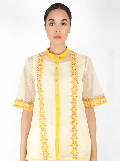 Geometric square cut shirt - Yellow