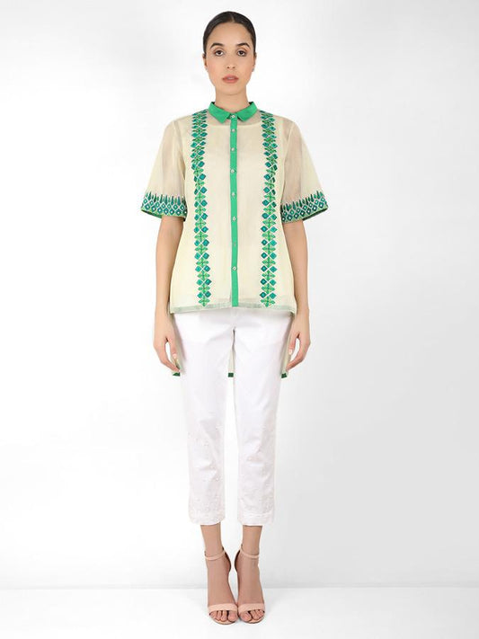 Geometric square cut shirt - Green