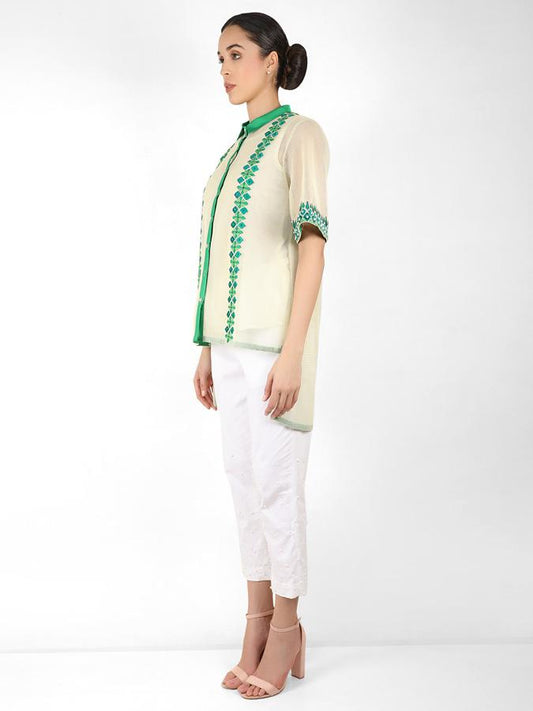 Geometric square cut shirt - Green