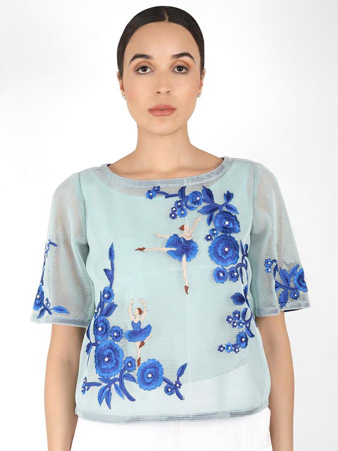 The Bellerina square cut blouse - Blue