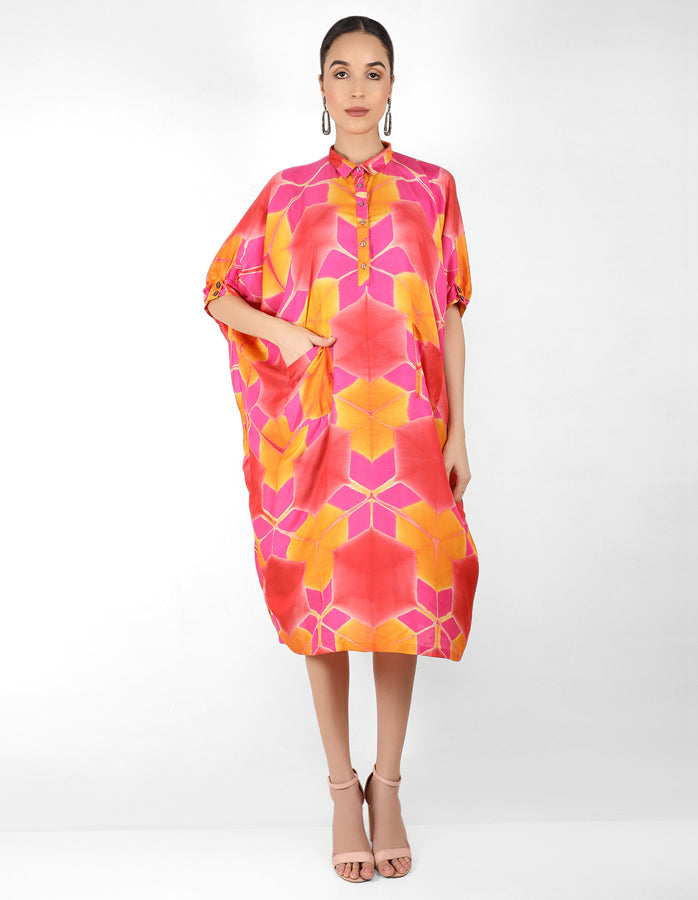 Kaleidoscopic Kaftan shirt - Pink,  Yellow & Orange