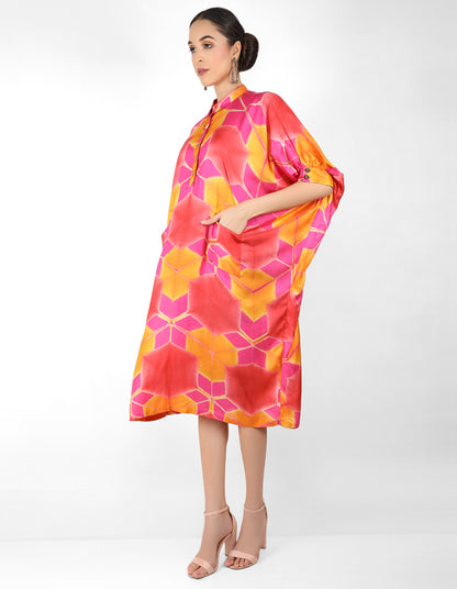 Kaleidoscopic Kaftan shirt - Pink,  Yellow & Orange