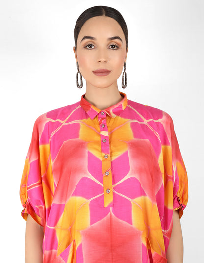 Kaleidoscopic Kaftan shirt - Pink,  Yellow & Orange