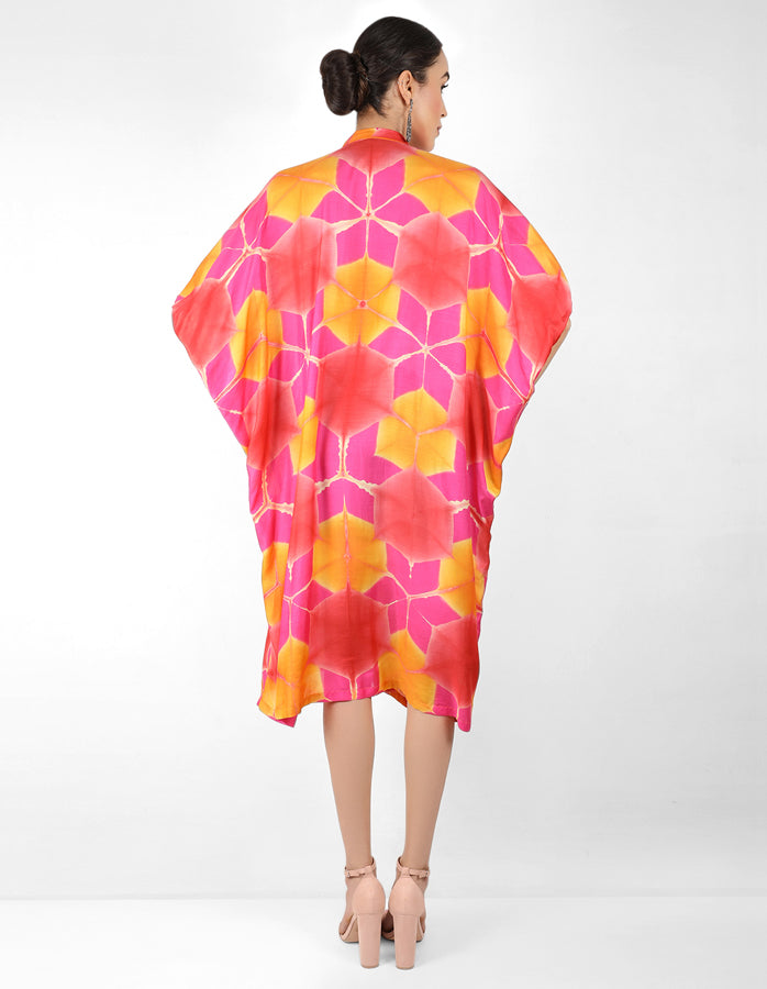 Kaleidoscopic Kaftan shirt - Pink,  Yellow & Orange