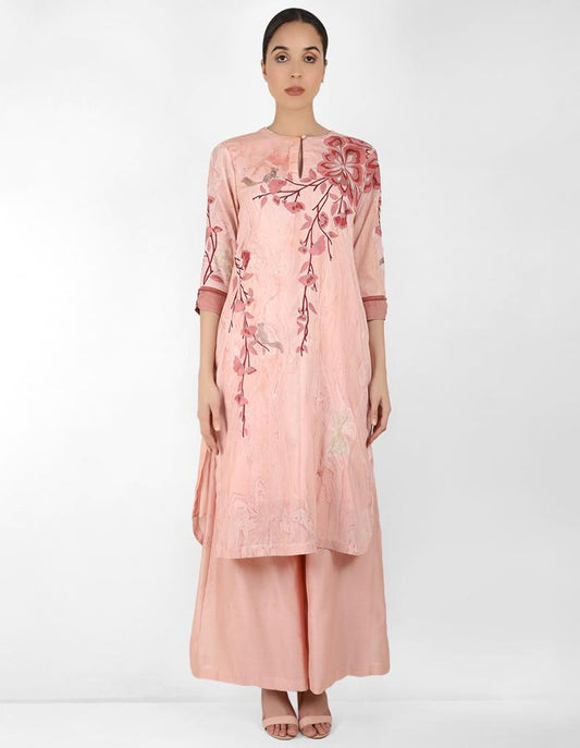 marble print Summer garden tunic - Rose Gold