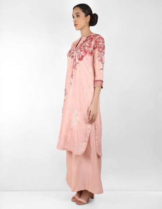 marble print Summer garden tunic - Rose Gold