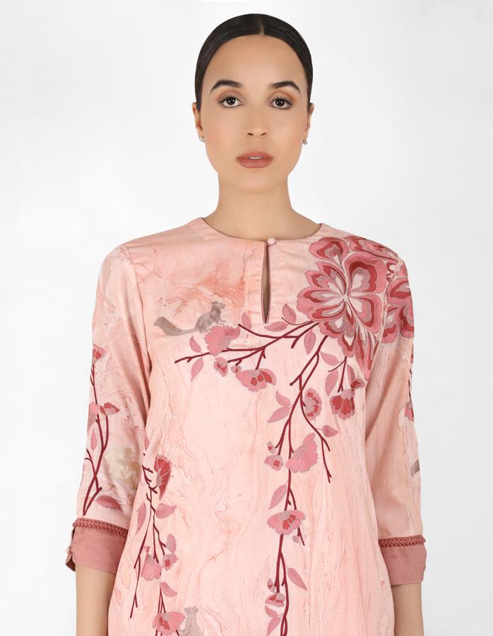 marble print Summer garden tunic - Rose Gold