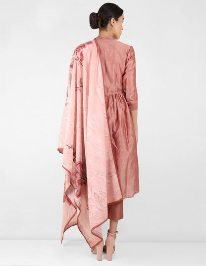 marble print Summer garden dupatta with tunic - Rose Gold