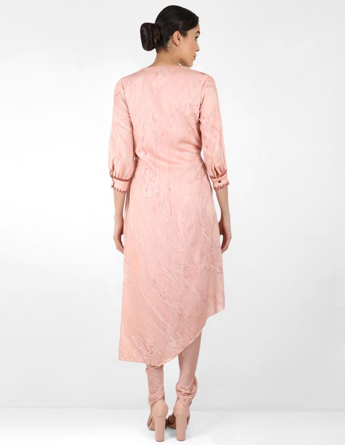 marble print Summer garden angrakha tunic - Rose Gold