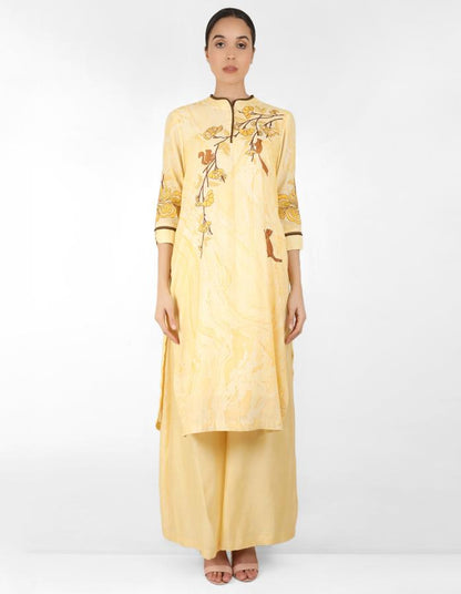 marble print Summer garden tunic - Yellow