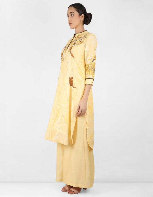 marble print Summer garden tunic - Yellow