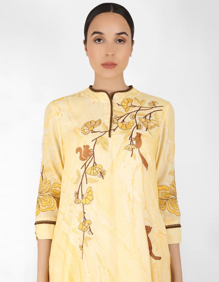 marble print Summer garden tunic - Yellow