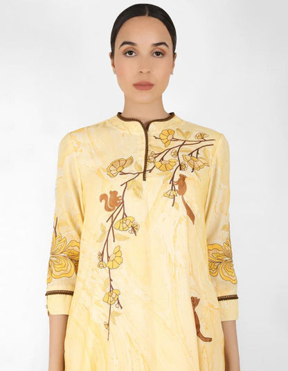 marble print Summer garden tunic - Yellow