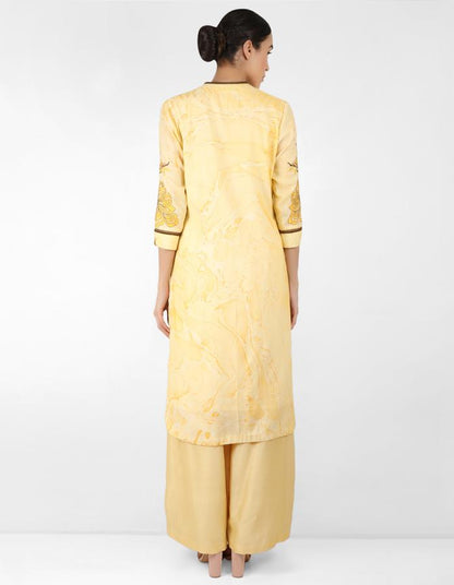 marble print Summer garden tunic - Yellow