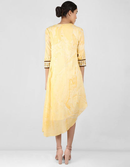marble print Summer garden drape tunic - Yellow