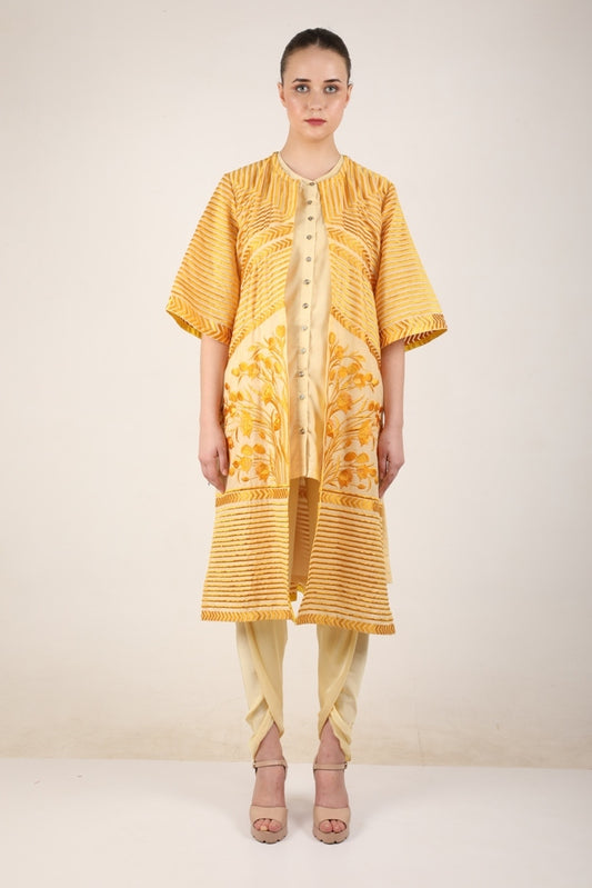 The Striped tulip long jacket - Yellow