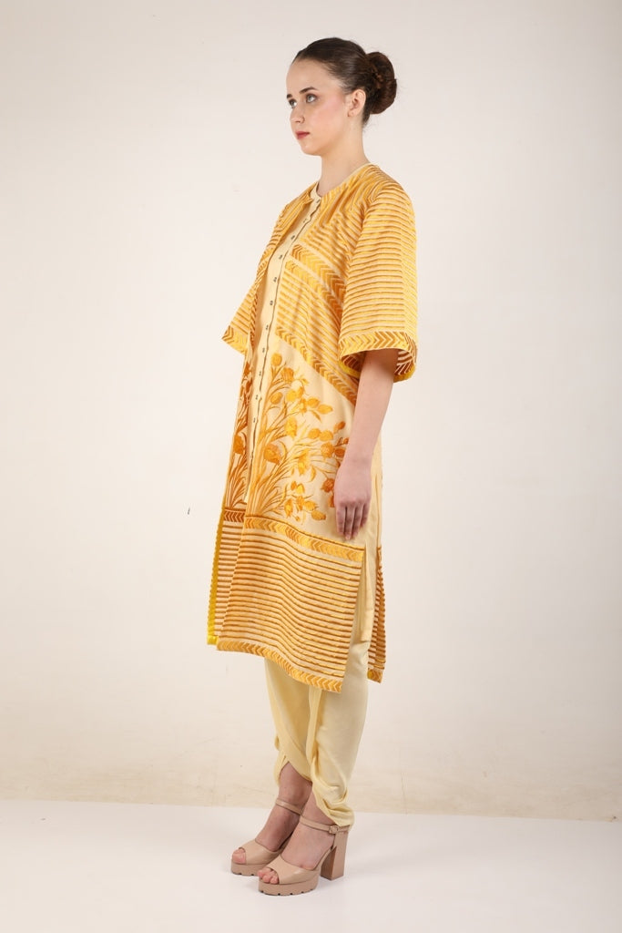 The Striped tulip long jacket - Yellow