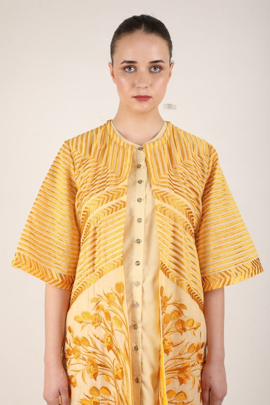 The Striped tulip long jacket - Yellow