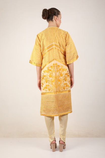 The Striped tulip long jacket - Yellow