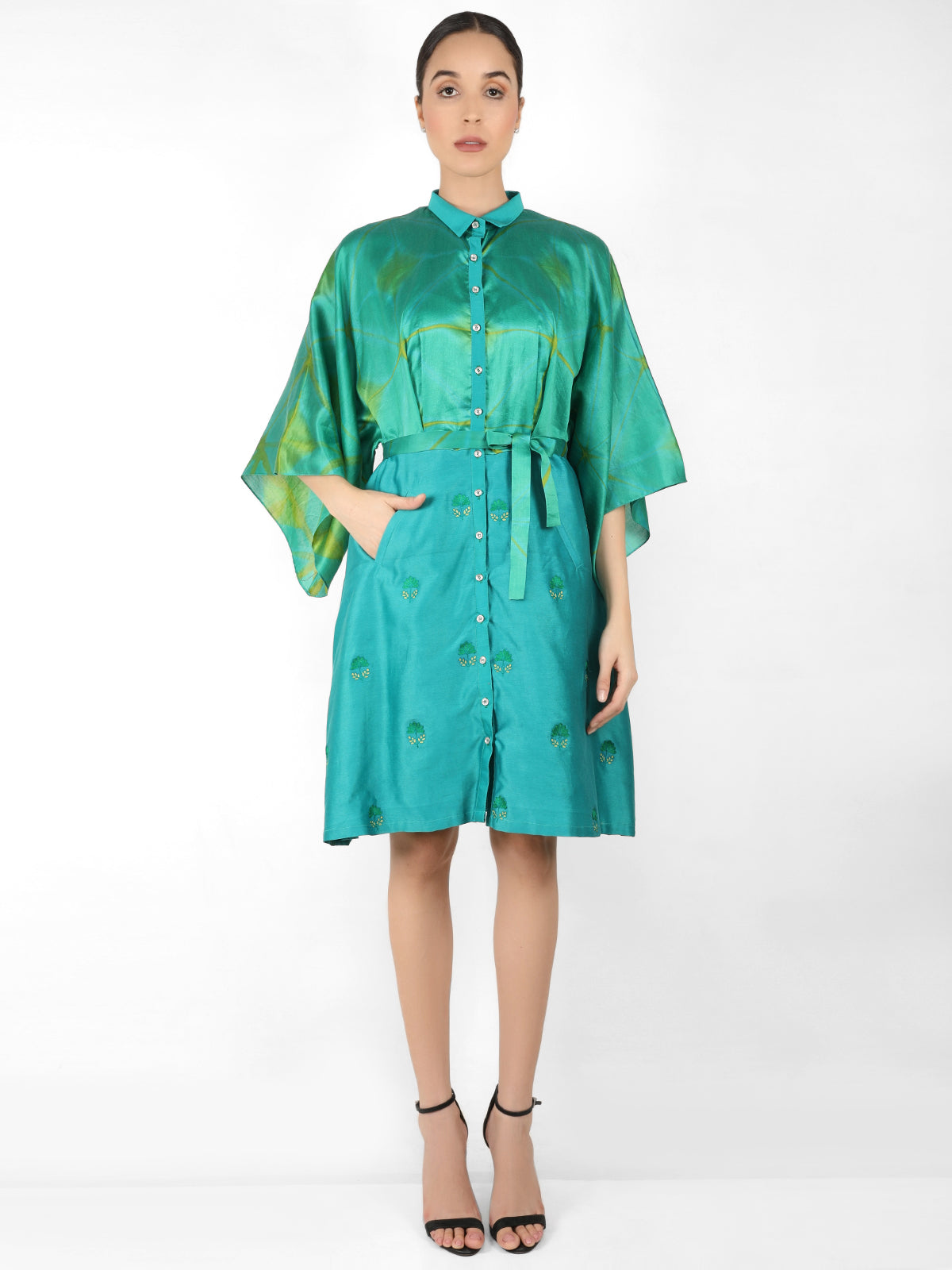 Kaleidoscopic shirt tunic - Deep Green