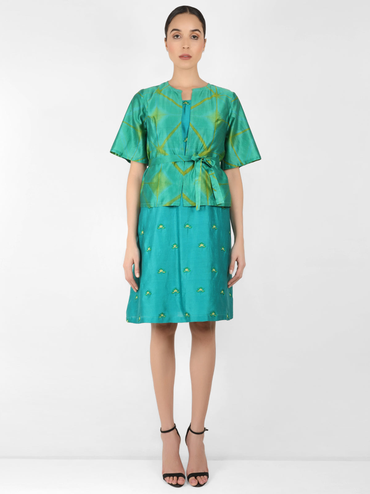 Kaleidoscopic jacket tunic - Deep Green & Deep Sea Blue