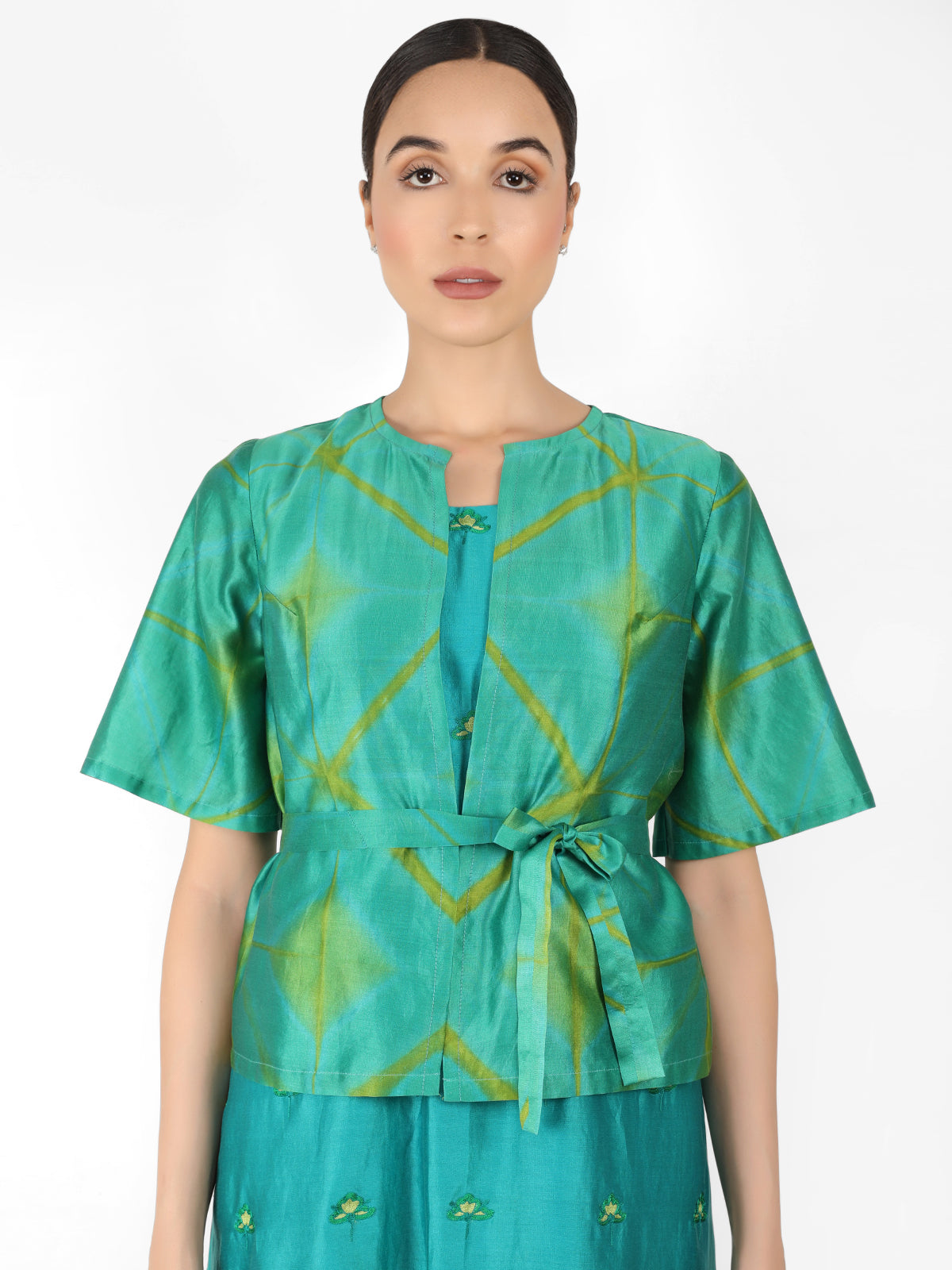 Kaleidoscopic jacket tunic - Deep Green & Deep Sea Blue