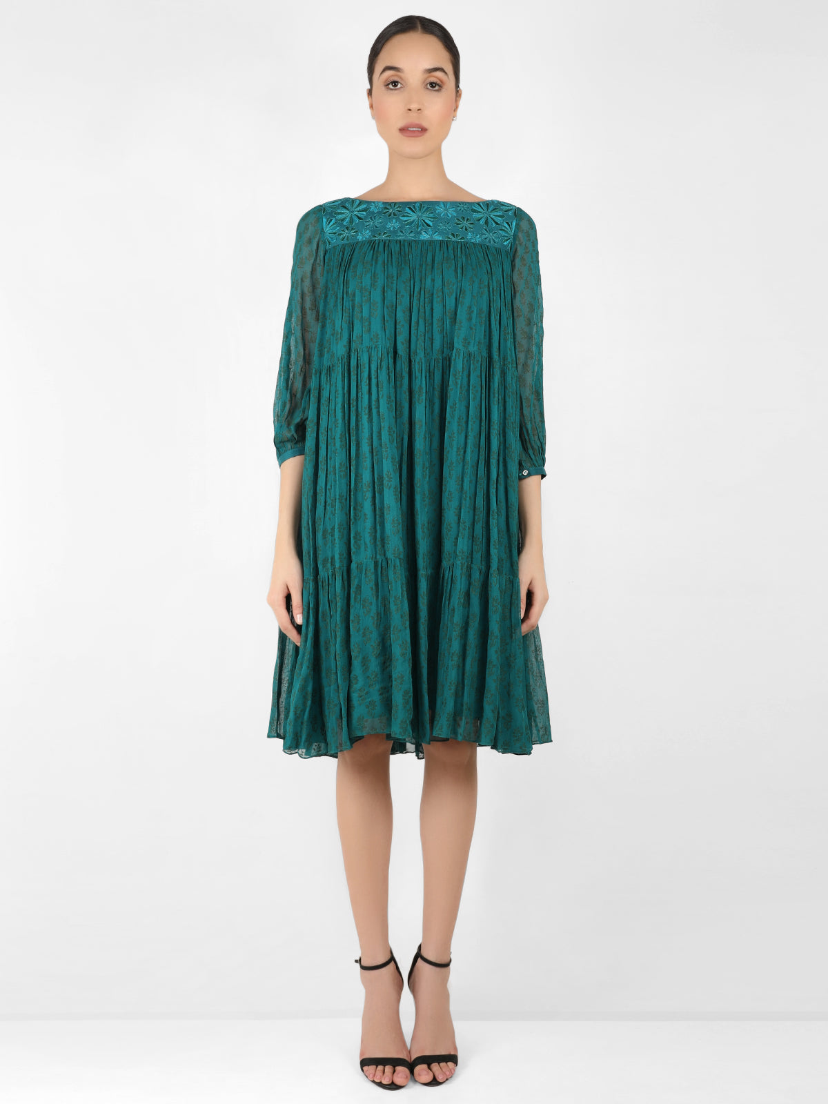 The bohemian yoke dress - Deep sea Green