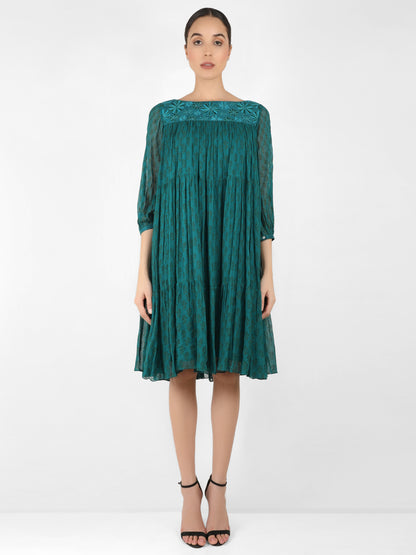 The bohemian yoke dress - Deep sea Green